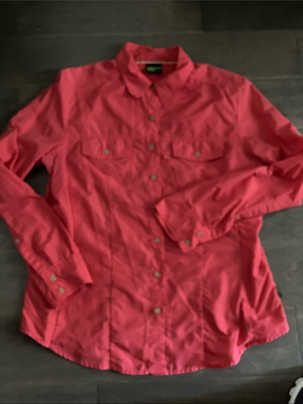 Koppen Button-Up Shirt in Deep Coral Red with No Fly Zone tech